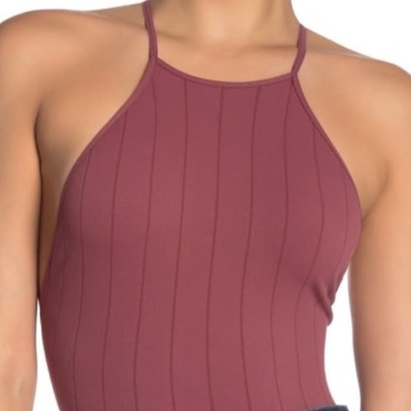 Free People Wine Thong Cut Strap Back Bodysuit Top NWT - Picture 4 of 9